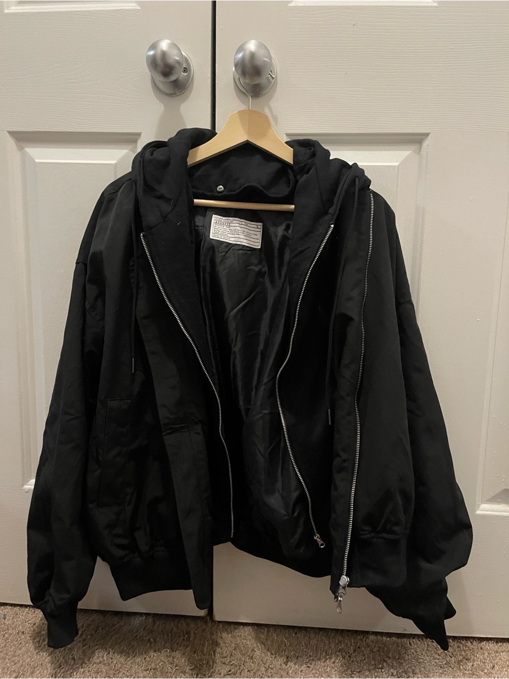 Black Hooded Zip Jacket